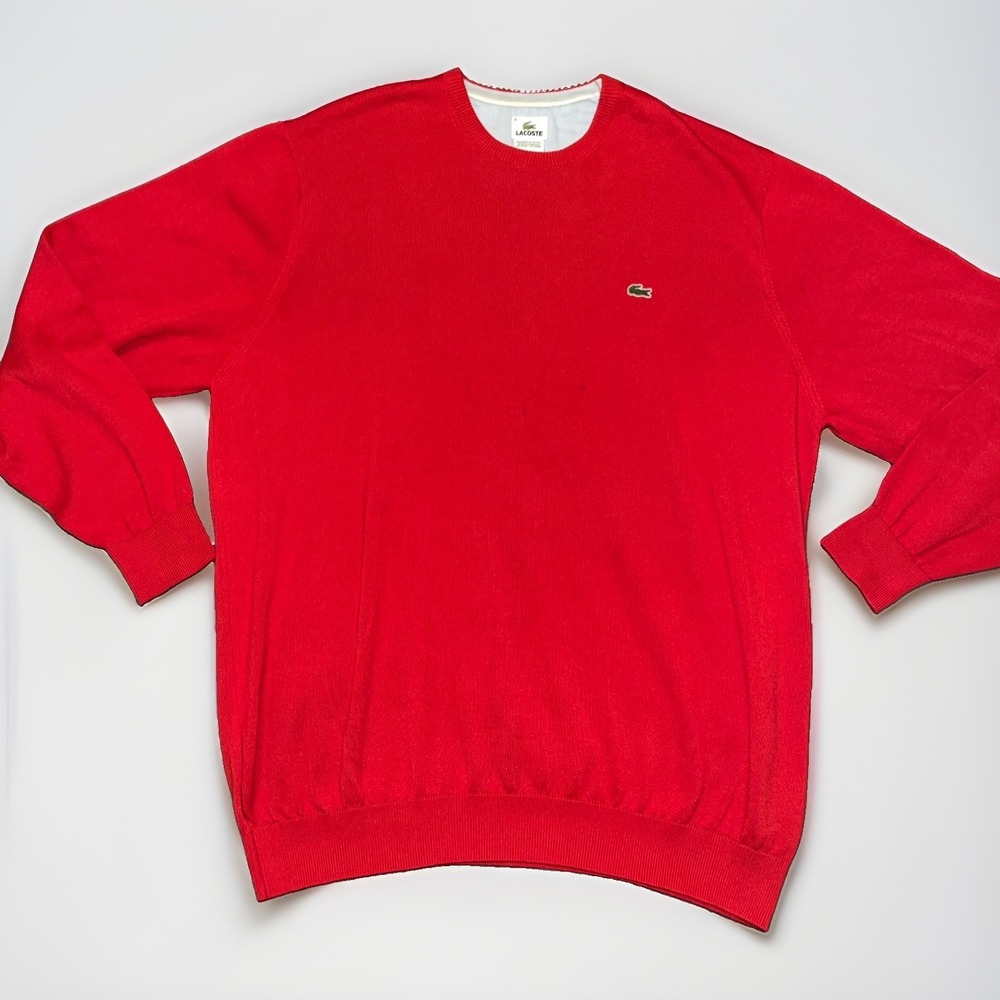 VINTAGE LACOSTE SWEATSHIRT SIZE L 90s red crewneck sport jumper casual pullover